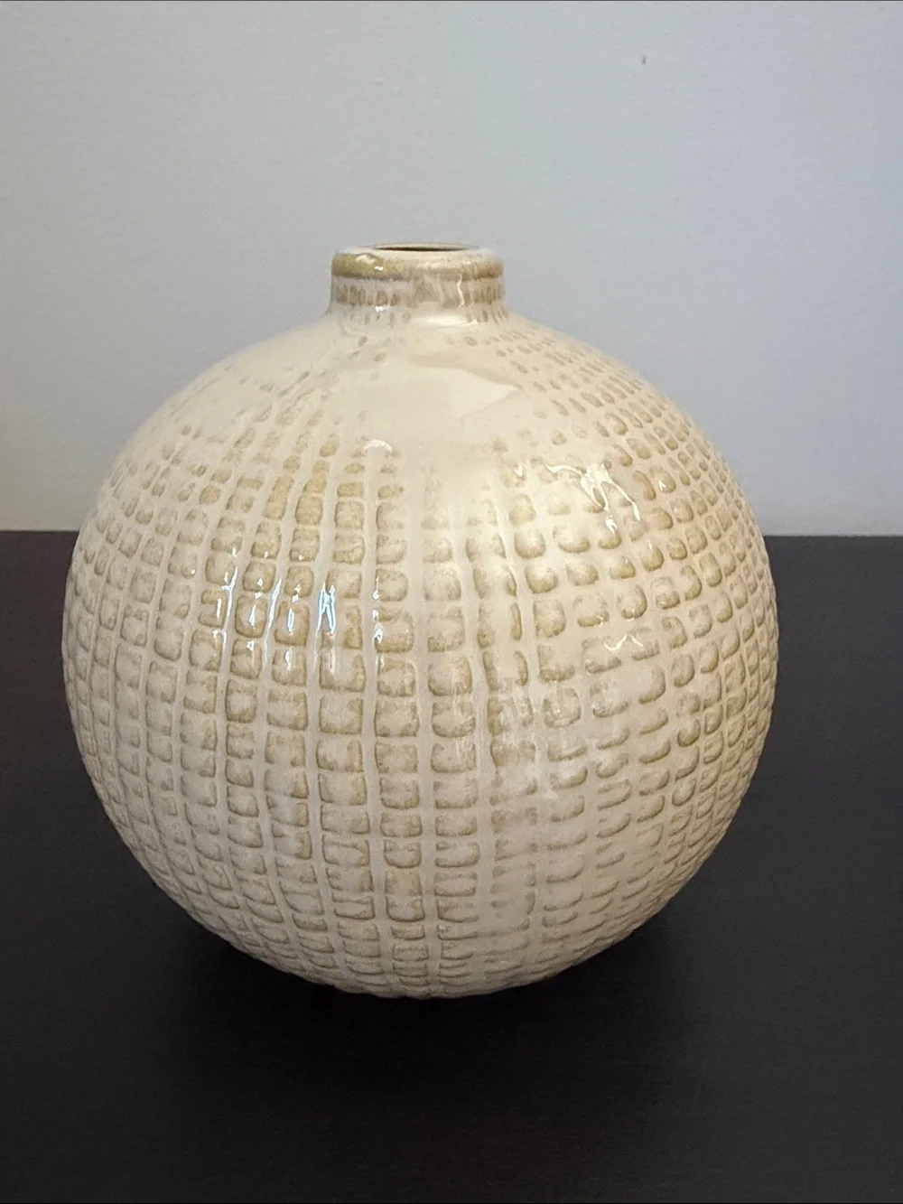 Crate and Barrel Small Round Textured Ceramic Vase
